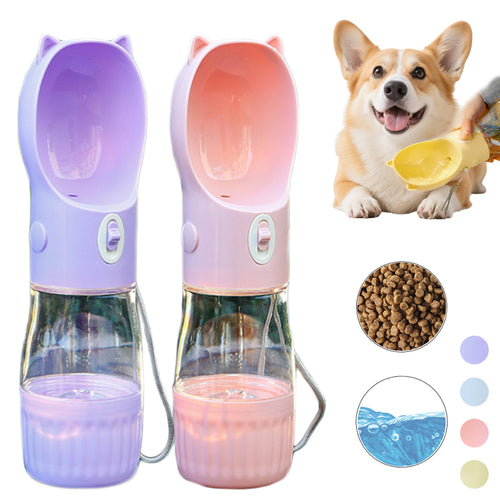 2-in-1 Portable Dog Water Bottle – Leak-Proof Travel Water & Food Container