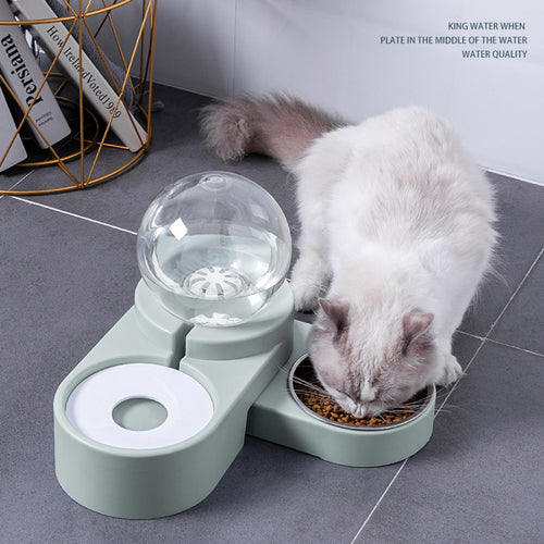 1.8L Automatic Pet Water Fountain & Food Bowl – Gravity Feeder for Dogs & Cats