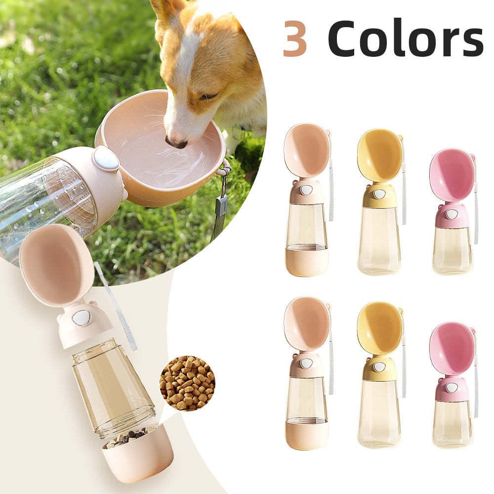 2-in-1 Portable Dog Water Bottle & Food Container – Travel Feeder with Drinking Bowl