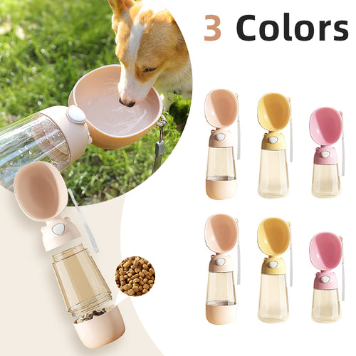2-in-1 Portable Dog Water Bottle & Food Container – Travel Feeder with Drinking Bowl