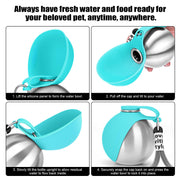 Portable Stainless Steel Dog Water Bottle with Built-in Bowl | 10oz Leak-Proof Travel Water Dispenser for Dogs & Cats | No-Spill Pet Water Bottle for Walking, Hiking & Travel — 3
