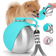 Portable Stainless Steel Dog Water Bottle with Built-in Bowl | 10oz Leak-Proof Travel Water Dispenser for Dogs & Cats | No-Spill Pet Water Bottle for Walking, Hiking & Travel — 1