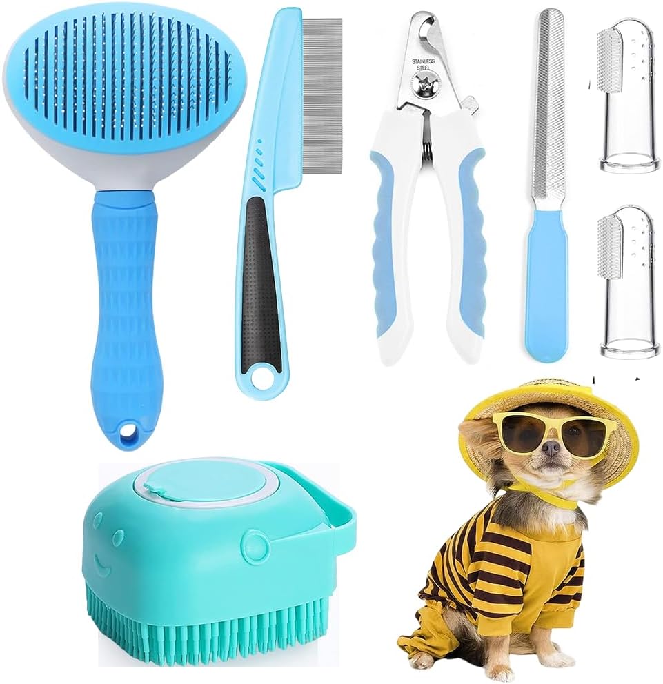 7-Piece Pet Grooming Kit – Complete Self-Cleaning Care Set for Dogs & Cats